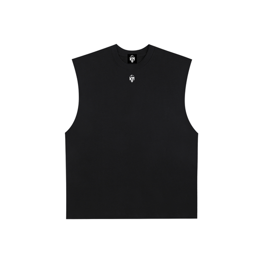Raw Edge Cotton Tank Top Black