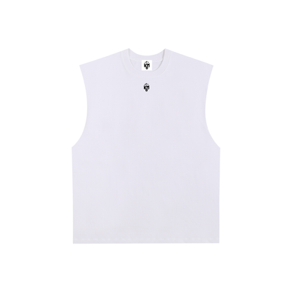 Raw Edge Cotton Tank Top White