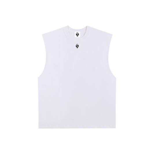 Raw Edge Cotton Tank Top White