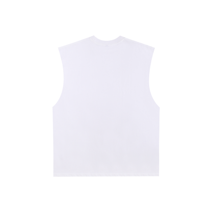 Raw Edge Cotton Tank Top White